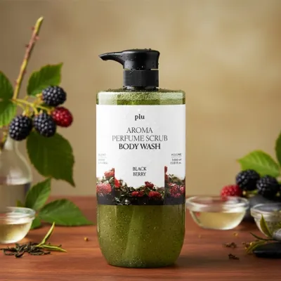 Plu Aroma Perfume Scrub Body Wash (Black Berry) -1000ml