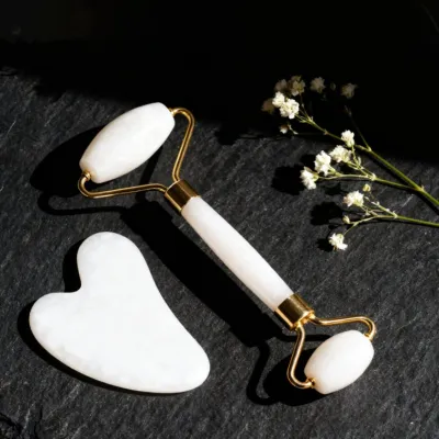 Jade Roller Gua Sha Set - (White Colour)