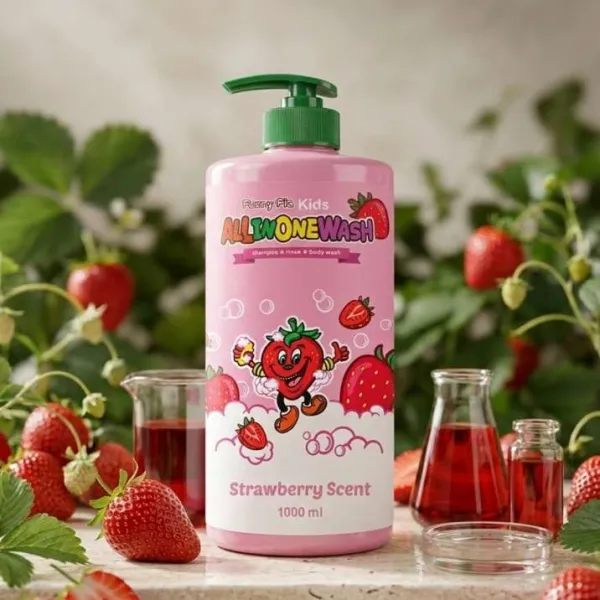 Funny Pia Kids Shampoo Rinse Body Wash (Strawberry Scent) - 1000ml