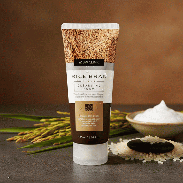 3w Clinic Rice Bran Clear Cleansing Foam - 180ml
