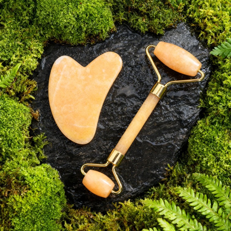 Jade Roller Gua Sha Set - (Persian Orange)