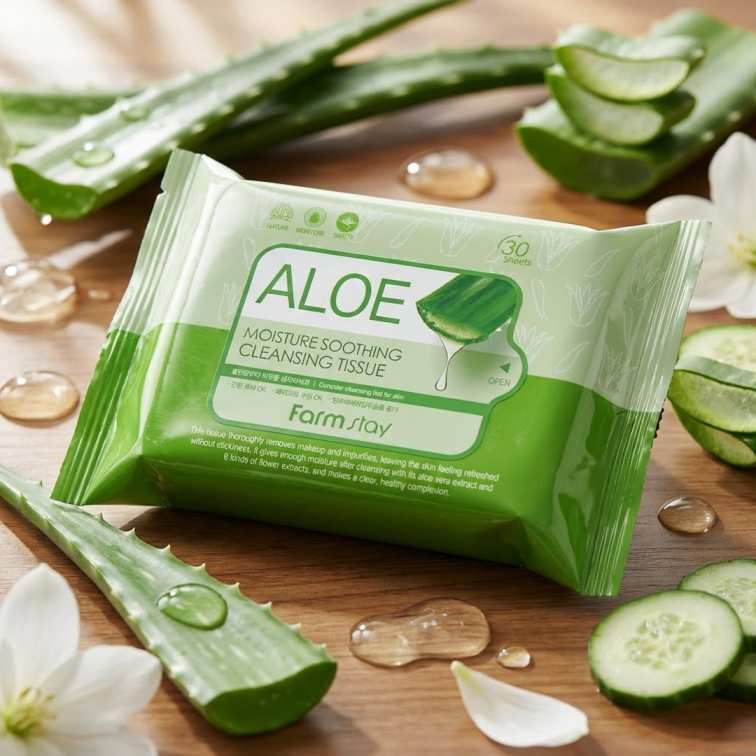Farmstay Aloe Moisture Soothing Cleansing Tissue – 120ml Farmstay Aloe Moisture Soothing Cleansing Tissue - 120ml - Image 1